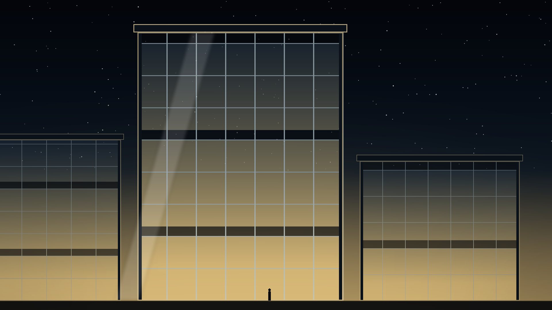 Glass facade at dusk