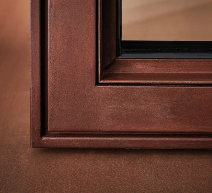 Corten-finish frame corner