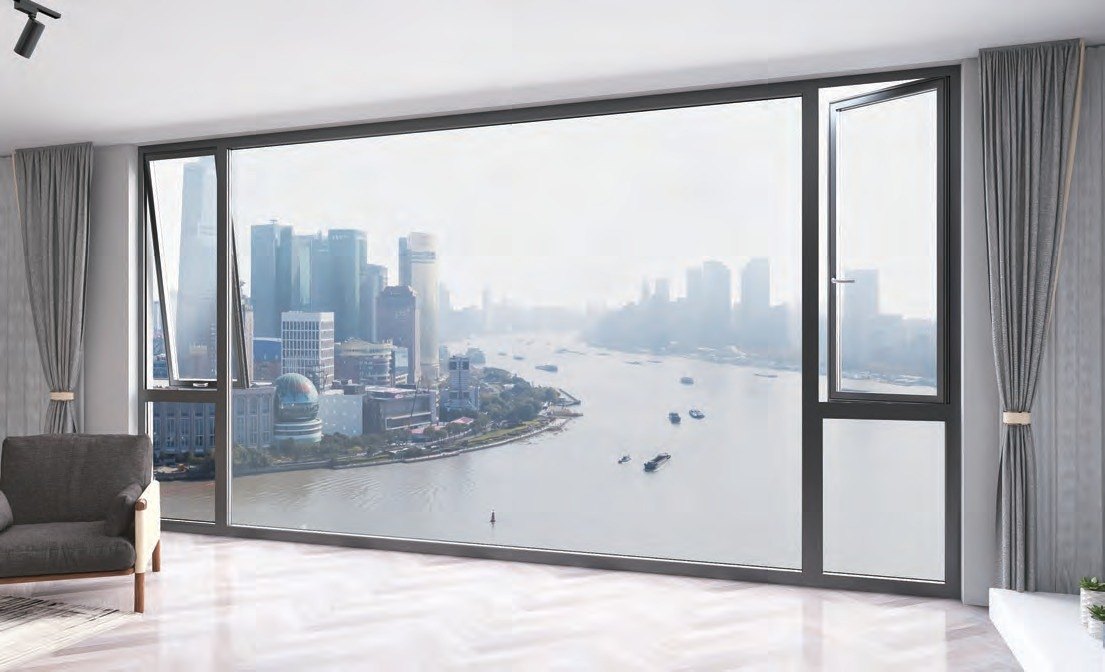 Aluminum window wall and casement overlooking the harbor