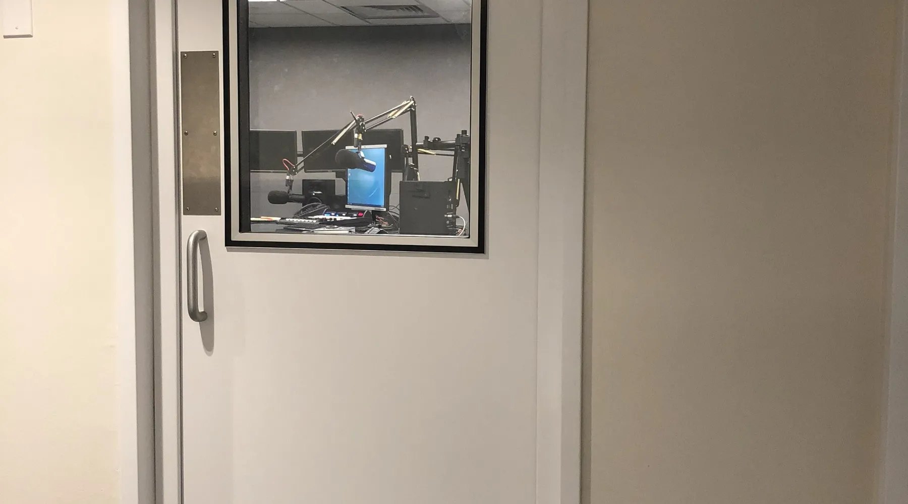 Acoustic door opening into a recording studio