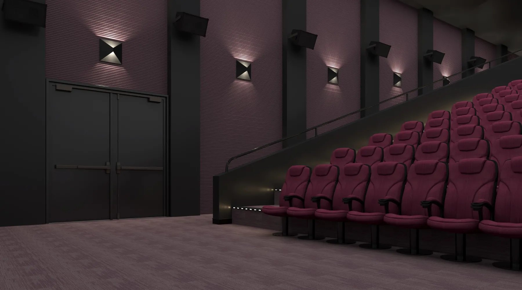 Private cinema sealed by an acoustic door